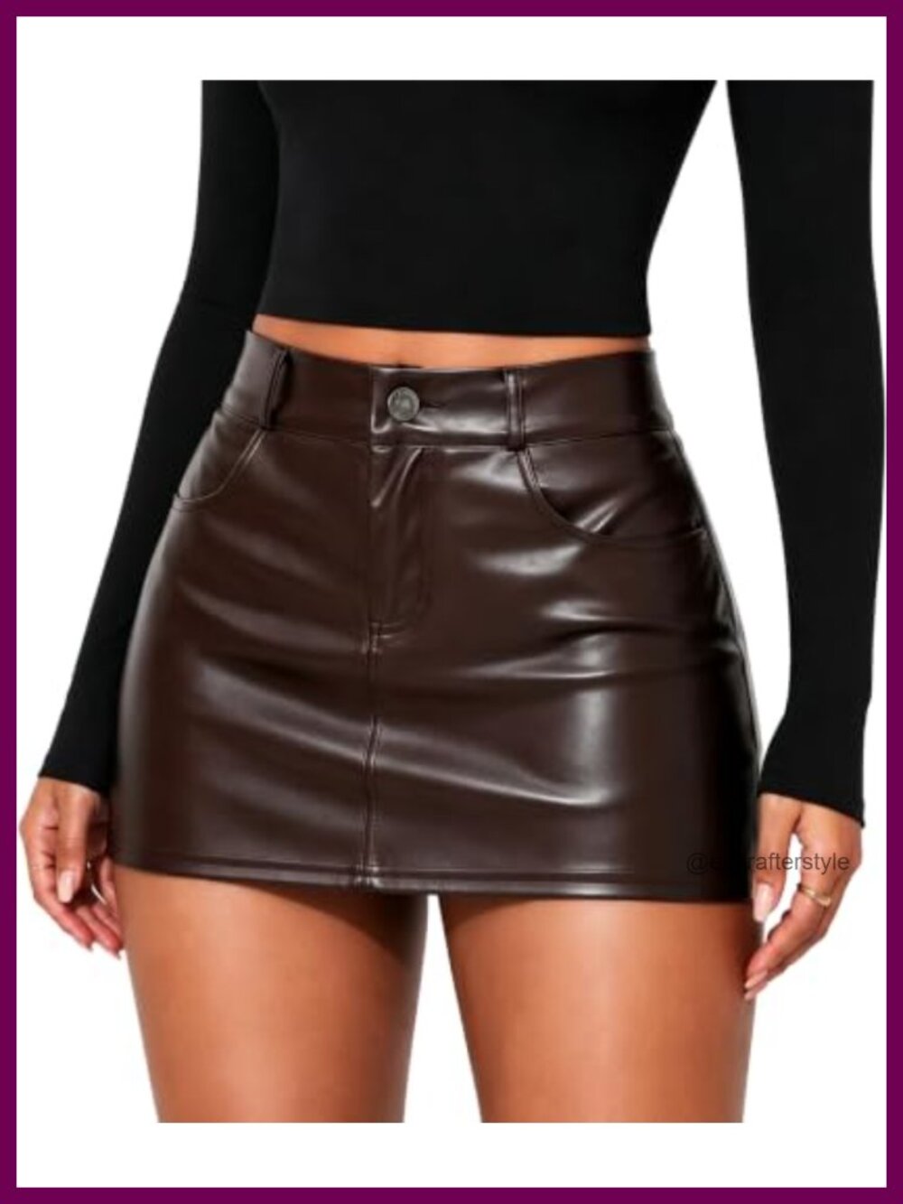 Faux Leather Low Rise Bodycon Mini Skirt Built-in Shorts Skort
